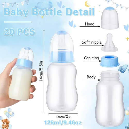 Miniatura 3 de TrelaCo Bottle Chug - Juego de 20 biberones para baby shower, con 1 bonito letrero temático de oso para revelación de género, suministros de fiesta