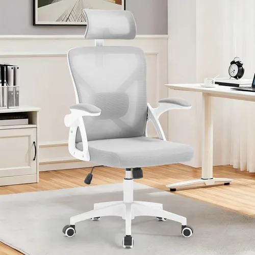 Silla de Oficina, Silla de Escritorio Ergonómica con Soporte Lumbar Ajustable, Silla de Oficina Gris de 400 Libras Silla de Computadora de Malla