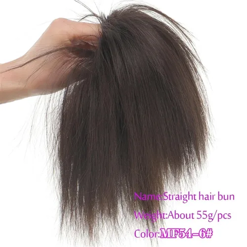 Miniatura 2 de GRFIT Extensiones de moño de cabello sintético, extensiones de moño desordenadas, esponjosas, de cabello lacio, banda elástica, moño para mujer, 6