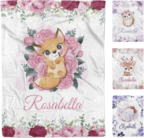 Miniatura 11 de AVIClothes Manta de bebé niña personalizada, mantas personalizadas con diseño de mariposas y flores, manta de bebé con nombre para niña, 30 x 40