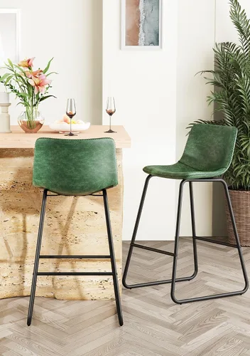 Miniatura 30 de YaFiti - Juego de 2 sillas de comedor de 18 pulgadas, sillas modernas tapizadas para comedor con cojines de piel sintética y patas de metal, silla