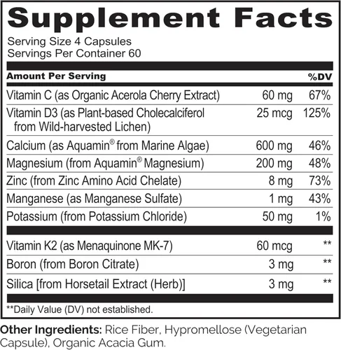 Miniatura 3 de NATURELO Suplemento de Calcio – con Vitamina C, Vitamina D3, K2, y Calcio Magnesio Zinc para la Fortaleza Ósea con Calcio 600mg – a Base de Plantas