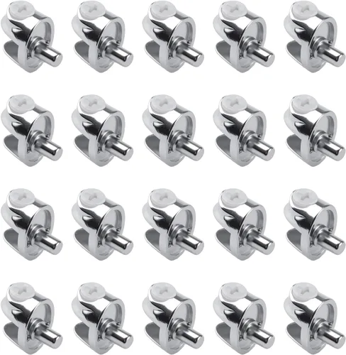Miniatura 26 de Pinzas de soporte de vidrio para estante, 20 unidades, ajustables, sin marco, de aleación de zinc, acabado cepillado, con pasador, soportes