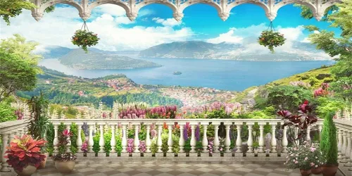 Miniatura 10 de AOFOTO Telón de fondo para terraza de jardín de 5 x 3 pies, hermoso paisaje de fotografía, fondo de fotografía para niños, niñas, retrato artístico