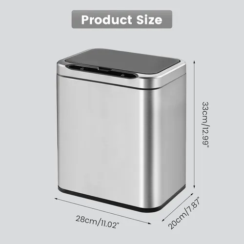 Miniatura 3 de ELPHECO Basurero de acero inoxidable para oficina, con sensor de movimiento, sin contacto, cubo de basura inteligente automático para cocina, Crema