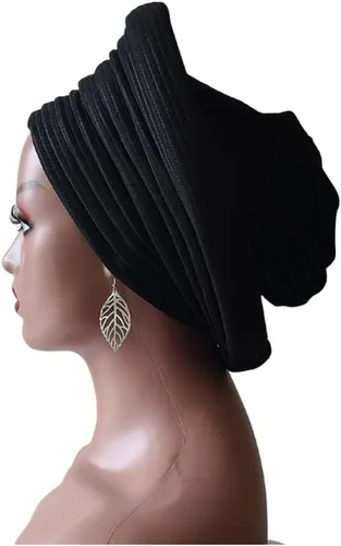 Miniatura 4 de ADEPAPLUS Handmade African Turban Gele Headwrap (One Size Fits Most Heads), Handmade African Head Wrap, Already Made, Colorful Head Tie For Women