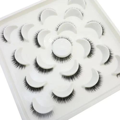 Miniatura 6 de DAODER Pestañas postizas de 0.394 pulgadas (0.394 pulgadas), pestañas gruesas y cortas de visón, aspecto natural con banda transparente, rizo D