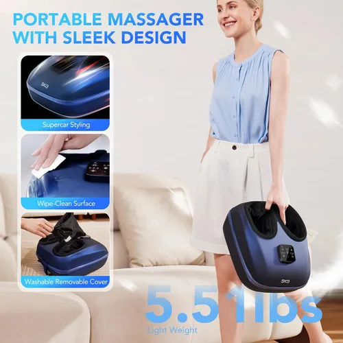 Miniatura 9 de SKG Masajeador de pies YS100 con calor y control remoto, masajeador eléctrico mejorado de pies para alivio del dolor de fascitis plantar, masaje