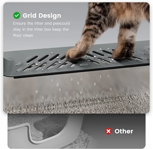 Miniatura 5 de Caja de arena XXXL de acero inoxidable para gatos con lados altos, 28" L x 20" A x 14" Al, caja de arena extra grande para gatos grandes y múltiples