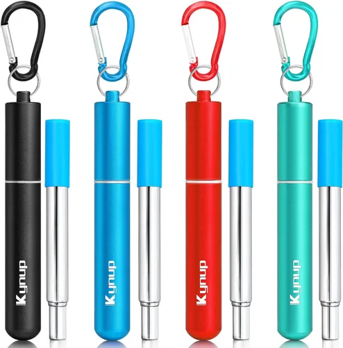 Miniatura 12 de Kynup Reusable Metal Straws (6Packs), Collapsible Travel Drinking Straws with Cases, Cruise Ship Essentials, Cruise Must Haves with Silicone for