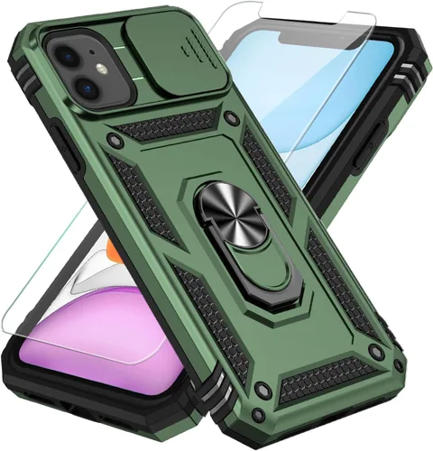 Miniatura 31 de SunStory Funda compatible con iPhone 11 Pro Max con protector de pantalla HD, cubierta de cámara deslizante y soporte de anillo giratorio
