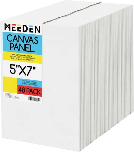 Miniatura 20 de MEEDEN Paquete de 12 tableros de lona 100% algodón para pintar, paneles de lienzo en blanco de 5 x 7 pulgadas para pintura al óleo y acrílica
