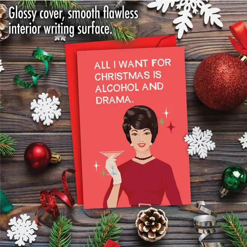 Miniatura 3 de NobleWorks - Divertida tarjeta navideña para adultos para mujeres - Tarjeta de felicitación festiva con humor directo, tarjeta de felicitación
