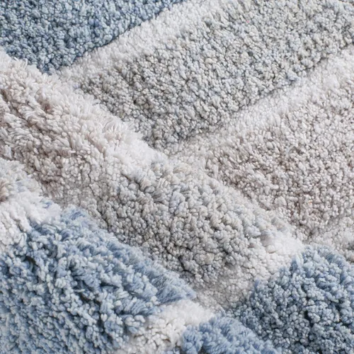 Miniatura 4 de Alfombra de baño de algodón con rayas alpinas de 24 x 60 pulgadas, color azul, antideslizante, de lujo, de secado rápido, estilo spa, ideal