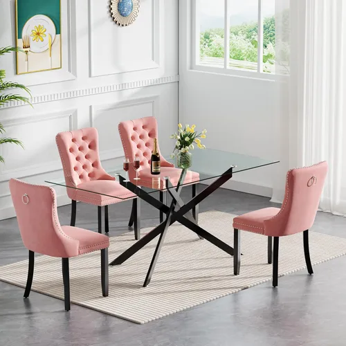 Miniatura 91 de HomVent Juego de mesa de comedor redonda de vidrio de 3 piezas, juego de mesa de comedor de vidrio templado para 2 mesas de cocina con 2 sillas