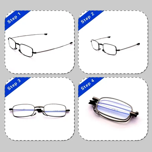 Miniatura 2 de GOOSEN Reading Glasses Men Women, Pocket Wallet Purse Compact Hard Cases Folding Readers, Blue light Glasses Spring Hinge Opt 02: negro azul rojo