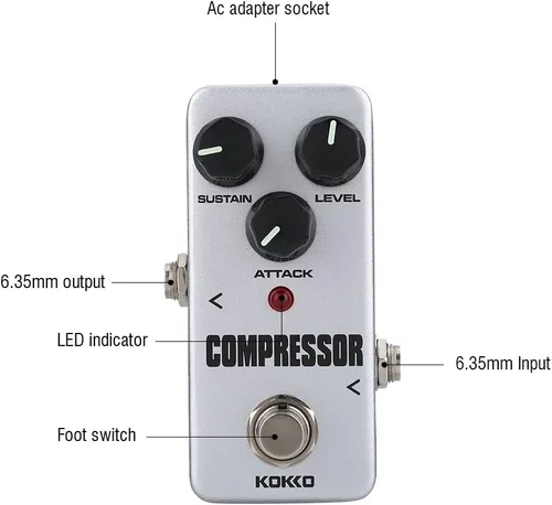 Miniatura 4 de Dilwe Pedal de efecto Mini compresor de guitarra Pedal de sostenedor para accesorios de guitarra eléctrica