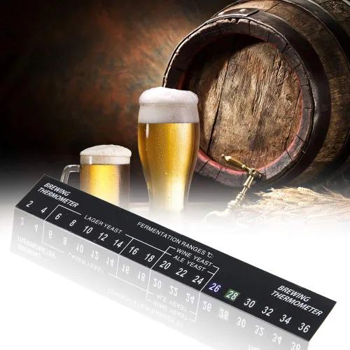 Fdit Adhesivo para termómetro de elaboración, paquete de 5, LCD adhesivo, rango 2-36C, para bebidas alcohólicas de vino de cerveza casera, 0.8 x 5.9