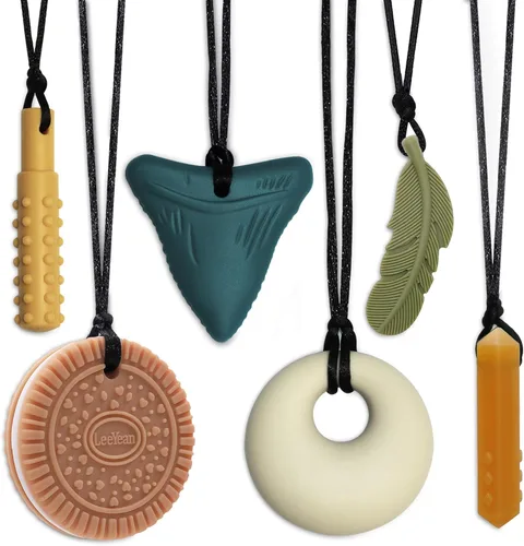 Miniatura 9 de Collares masticables para niños con necesidades sensoriales, collares masticables de silicona para niños y niñas con autismo, TDAH, SPD, Verde
