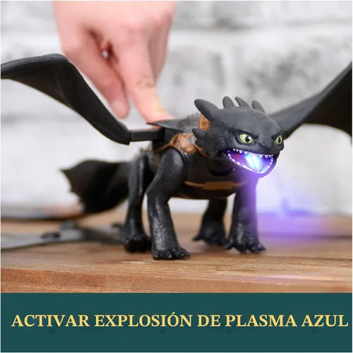 Miniatura 5 de DreamWorks Dragons, Figura de acción How to Train Your Dragon, Ultimate Plasma Blast Toothless, alas de 25 pulgadas con luces y sonidos, juguetes