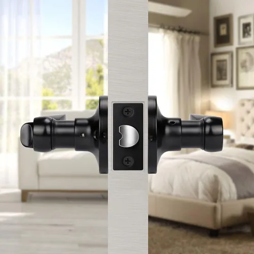 Miniatura 5 de KNOBWELL Paquete de 8 pomos de puerta color negro mate para interiores para dormitorio/baño, manijas de puerta de privacidad con cerradura de giro