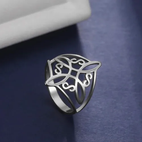 Miniatura 33 de UNIFT Anillo de nudo de bruja para mujer, acero inoxidable, celta, cuaternario, Wicca, estilo geométrico, anillo de nudo de brujería, amuleto