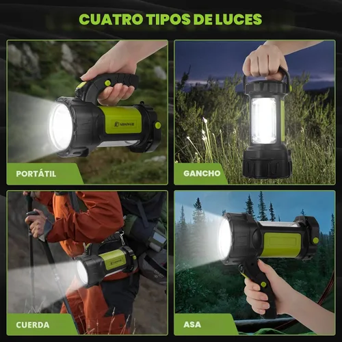 Miniatura 2 de AlpsWolf - Linterna de camping recargable, linterna LED con 800 lúmenes, 3600 mAh, correa incluida, luz de camping brillante portátil