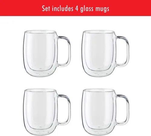 Miniatura 9 de ZWILLING Sorrento Plus 4 piezas de taza de café de vidrio de doble pared, aislada, 12 oz/355 ml, transparente