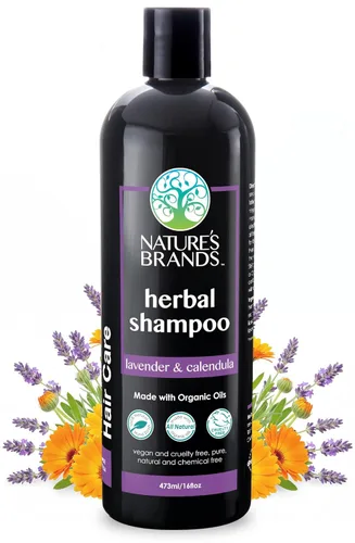 Champú natural de Herbal Choice Mari (lavanda y caléndula, botella de 16 onzas líquidas) - Hecho con ingredientes orgánicos - Sin productos químicos