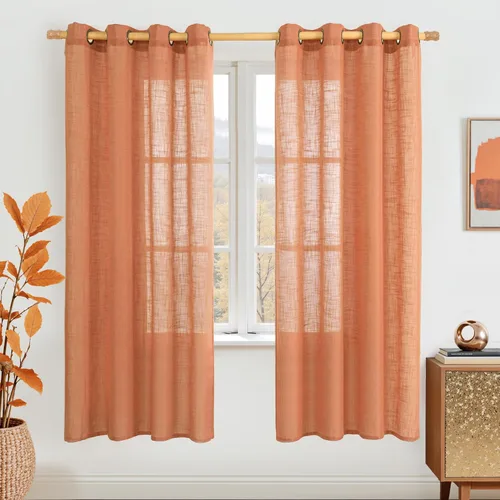 Miniatura 145 de LAMIT Cortinas de lino sintético para dormitorio, paneles filtrantes de luz, cortinas de lino con protección de privacidad con ojales para ventanas