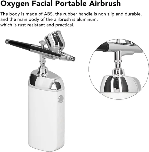 Miniatura 2 de Aerógrafo portátil facial de oxígeno, rociador de niebla facial, dispositivo de niebla facial, mini kit de aerógrafo facial para decoración de Blanco