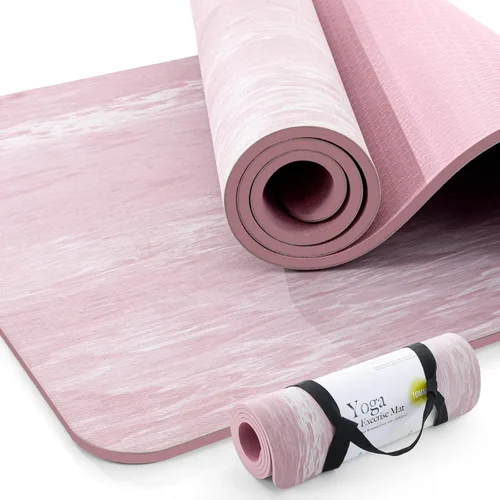 Miniatura 10 de UMINEUX - Esterilla de yoga extra gruesa, 2/5 pulgada (10 mm), de goma natural y TPE, antideslizante, con correa para mujeres y hombres, esterilla
