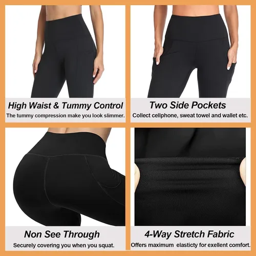 Miniatura 4 de GAYHAY - Leggings de cintura alta para mujer, suaves, opacos, entallados y estampados con control de abdomen ideales para correr, yoga y ciclismo