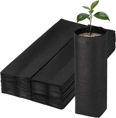 Miniatura 20 de 100 bolsas de vivero para plantas – 7.87 x 13.77 pulgadas, bolsas transpirables de cultivo de plantas, macetas de tela para cultivo de plantas