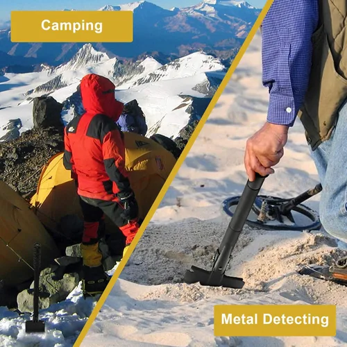 Miniatura 6 de Pala de campamento, (24.21 pulgadas) Survival Off Road E Tool Pala plegable con pico, bolsa portátil, acero de alto carbono, para excavar