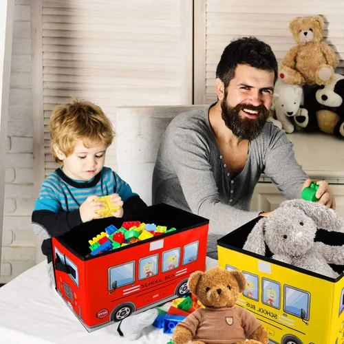 Miniatura 7 de Cofre de juguetes para niños, organizador plegable con asas, cubo de juguetes para niños con tapas, organizador de almacenamiento de juguetes