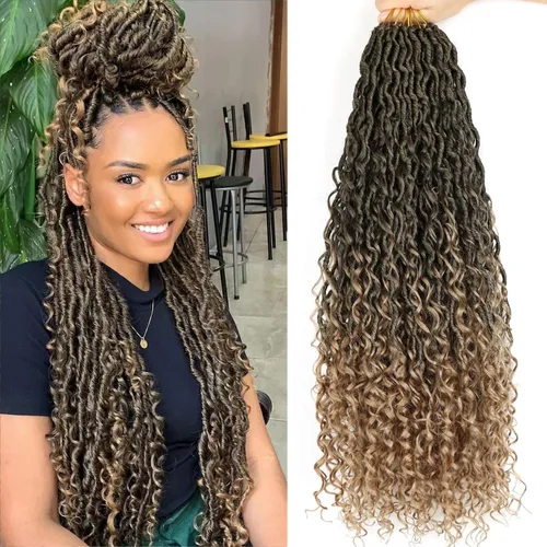 Miniatura 30 de LMZIM Cabello de ganchillo Goddess Locs de 14 pulgadas, 8 paquetes de Faux Locs trenzas de ganchillo para mujeres negras, cabello de ganchillo #2