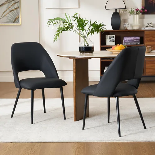 Miniatura 20 de Rowill Juego de 2 sillas de comedor tapizadas de mediados de siglo, modernas sillas de comedor, sillas de cocina, sillas decorativas con patas