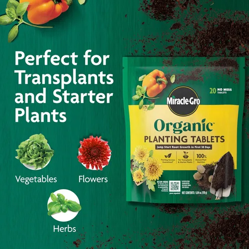 Miniatura 3 de Pastillas de plantado orgánicas Miracle-Gro, para trasplantes y plantas de inicio, formuladas con calcio, inicia rápidamente el crecimiento