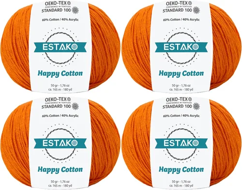 Miniatura 56 de Estako Happy Cotton, 1,76 oz (50 g) / 180 yardas (165 m) de lana 60 % algodón y 40 % acrílico, suave, fina/deportiva (2) para crochet y tejer