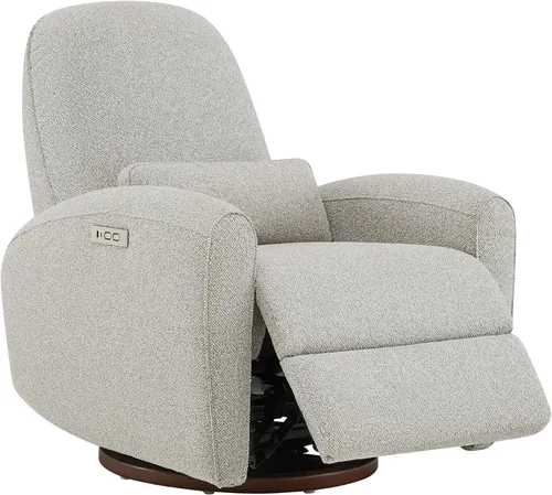 Miniatura 10 de Watson & Whitely Sillas reclinables eléctricas, mecedora giratoria para cuarto de bebé, con soporte lumbar y almohada lumbar y base de madera maciza
