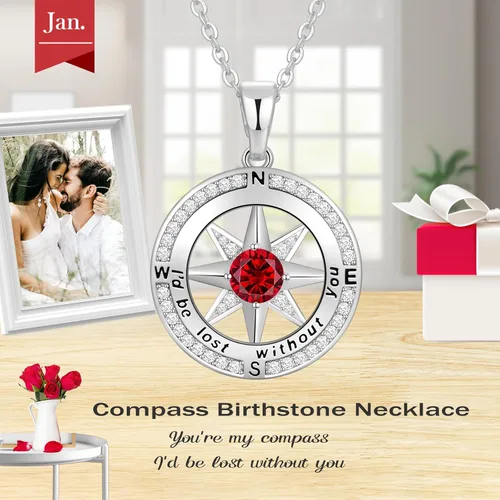 Miniatura 43 de Peeshow Collar para mujer, brújula, piedra natal, joyería de cumpleaños, aniversario, ideas para su novia, regalo romántico de amor en Navidad, día