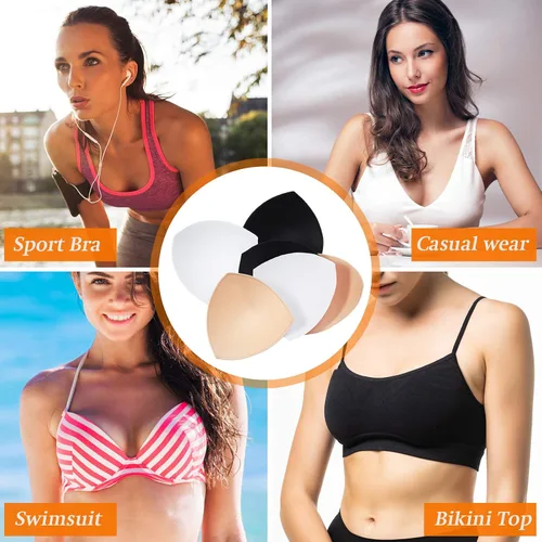 Miniatura 7 de Geyoga 12 pares de inserciones de brasier deportivo triangular, almohadillas de inserción de brasier extraíble