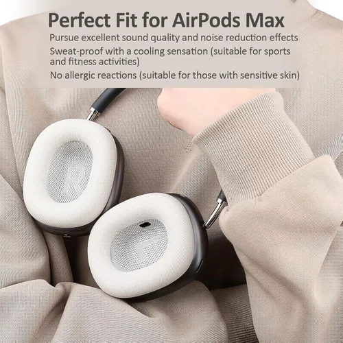 Miniatura 2 de Almohadillas de silicona mejoradas para auriculares AirPods Max 2024, almohadillas cubiertas de cuero proteico con silicona y espuma viscoelástica e
