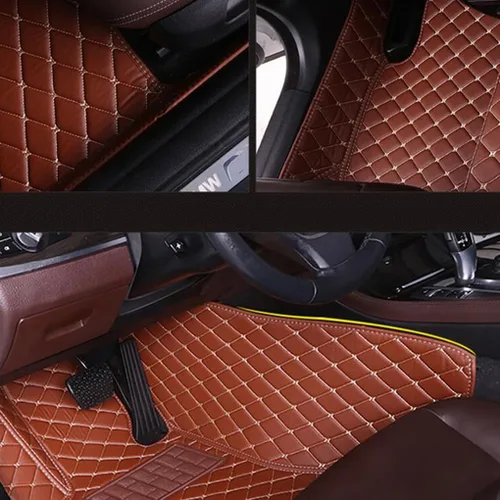 Tapetes para piso de automóvil, de piel sintética impermeable, cobertura completa para la mayoría de los automóviles, SUV y camiones, forros Beige