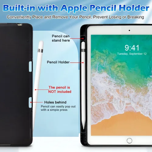 Miniatura 5 de Zonefoker Fundas para iPad de 6ª generación 2018/2017, iPad Air 2 2014, iPad Air 2013, iPad Pro 9.7 pulgadas 2016 con soporte para lápices, funda