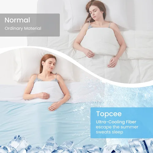 Miniatura 4 de Topcee Edredón refrescante de 60 x 90 pulgadas, manta refrescante eterna al tacto frío para personas que duermen con calor, Q-max 0.35, diseño Gris