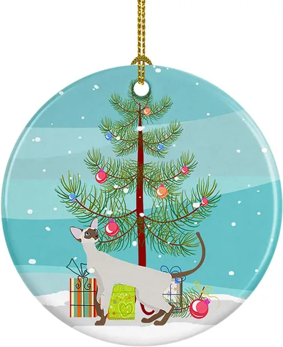 Miniatura 129 de Caroline's Treasures Adorno de cerámica con texto en inglés "Merry Christmas" para colgar en el árbol de Navidad, decoración para el hogar, Navidad