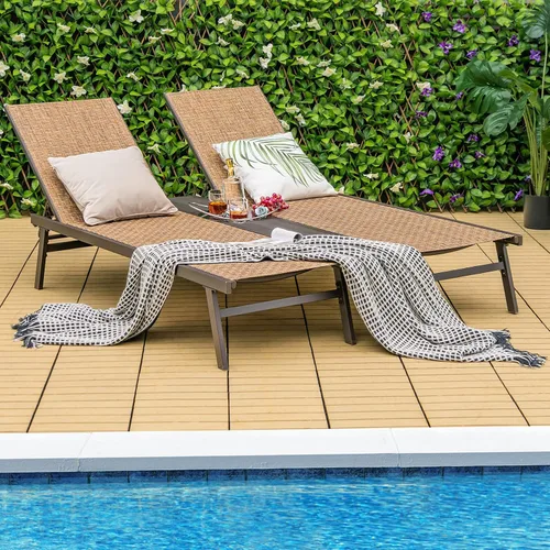 Miniatura 4 de COSTWAY Patio 2-Persona Chaise Lounge Chair 6-Posición Trasera Ajuste Panel Medio