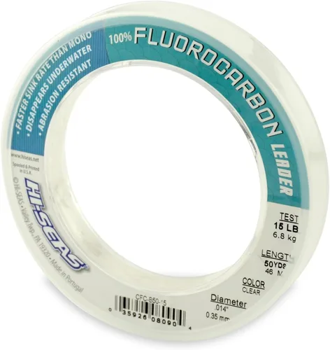 Miniatura 24 de HI-SEAS Líder de línea de pesca 100% fluorocarbono, líder invisible transparente, indetectable para peces, hundimiento rápido, 6 libras a 400 libras